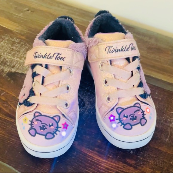 Skechers twinkle toes purple pink sparkle cat sneakers shoes size 9 toddler - Picture 4 of 13